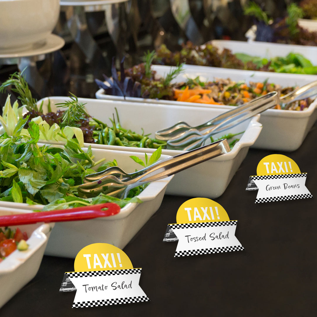 NYC Cityscape - New York City Party Tent Buffet Card - Table Setting Name Place Cards - Set of 24