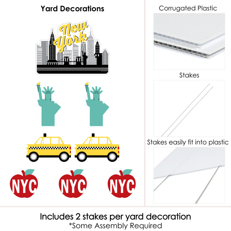 NYC Cityscape - Yard Sign & Outdoor Lawn Decorations - New York City Party Yard Signs - Set of 8