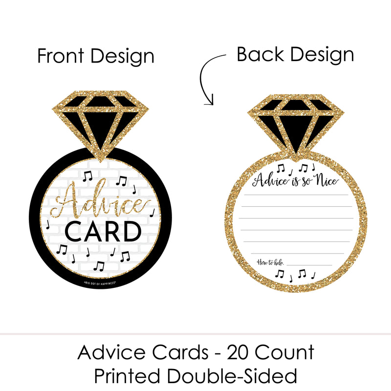 Nash Bash - Ring Wish Card Nashville Bachelorette Party Activities - Shaped Advice Cards Game - Set of 20