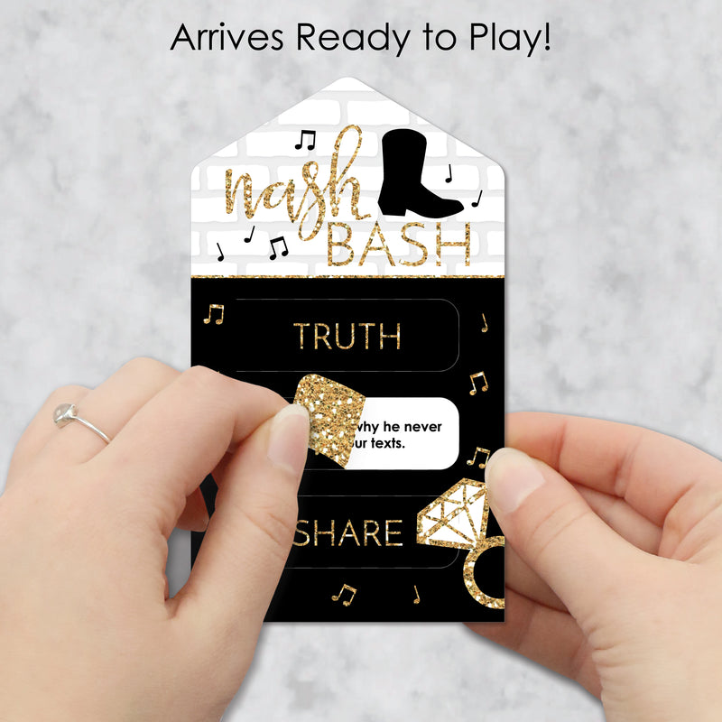 Nash Bash - Nashville Bachelorette Party Game Pickle Cards - Truth, Dare, Share Pull Tabs - Set of 12