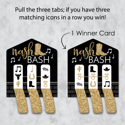 Nash Bash - Nashville Bachelorette Party Game Pickle Cards - Pull Tabs 3-in-a-Row - Set of 12