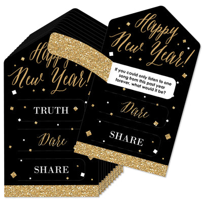 New Year's Eve - Gold - New Years Eve Party Game Pickle Cards - Truth, Dare, Share Pull Tabs - Set of 12