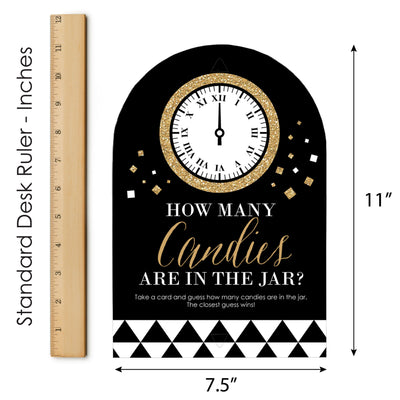 New Year's Eve - Gold - How Many Candies New Years Eve Party Game - 1 Stand and 40 Cards - Candy Guessing Game