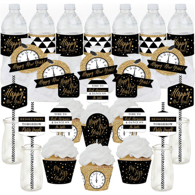 New Year's Eve - Gold - New Years Eve Party Favors and Cupcake Kit - Fabulous Favor Party Pack - 100 Pieces