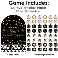 New Year's Eve - Gold - New Years Eve Party Scavenger Hunt - 1 Stand and 48 Game Pieces - Hide and Find Game