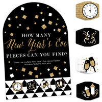 New Year's Eve - Gold - New Years Eve Party Scavenger Hunt - 1 Stand and 48 Game Pieces - Hide and Find Game