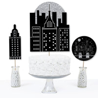 Nighttime City Skyline - New York Party Centerpiece Sticks - Table Toppers - Set of 15