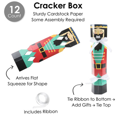 Christmas Nutcracker - No Snap Holiday Party Table Favors - DIY Cracker Boxes - Set of 12