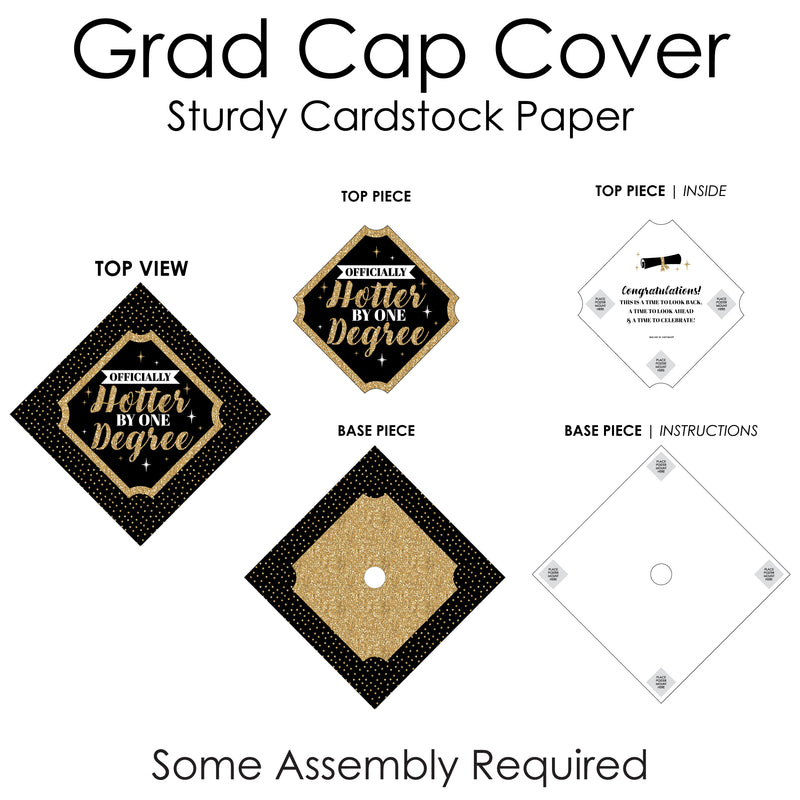 Officially Hotter By One Degree - College Graduation Cap Decorations Kit - Grad Cap Cover