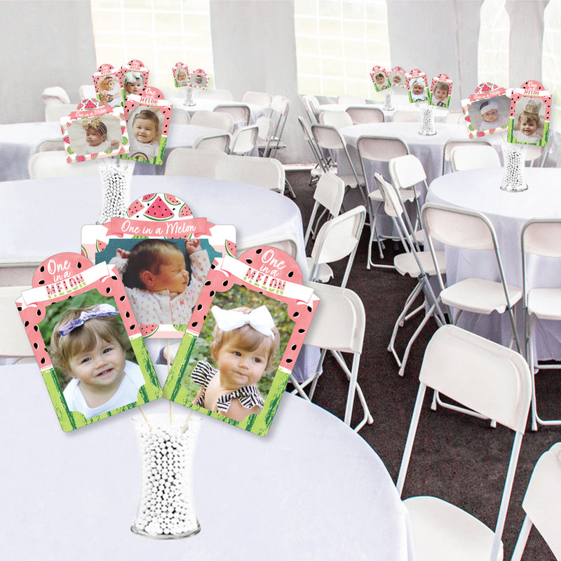 1st Birthday One in a Melon - Fruit First Birthday Party Picture Centerpiece Sticks - Photo Table Toppers - 15 Pieces