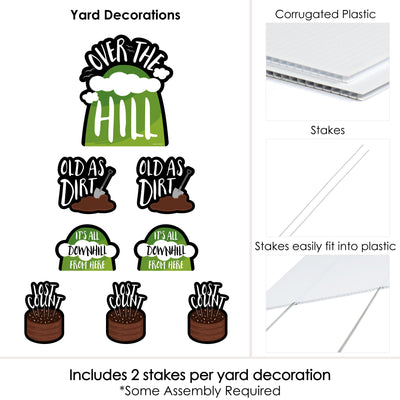 Over The Hill Birthday - Yard Sign and Outdoor Lawn Decorations - Birthday Party Yard Signs - Set of 8