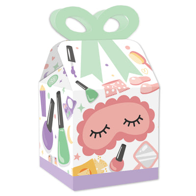 Pajama Slumber Party - Square Favor Gift Boxes - Girls Sleepover Birthday Party Bow Boxes - Set of 12