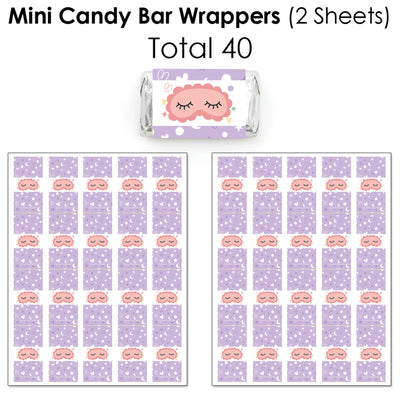 Pajama Slumber Party - Mini Candy Bar Wrappers, Round Candy Stickers and Circle Stickers - Girls Sleepover Birthday Party Candy Favor Sticker Kit - 304 Pieces