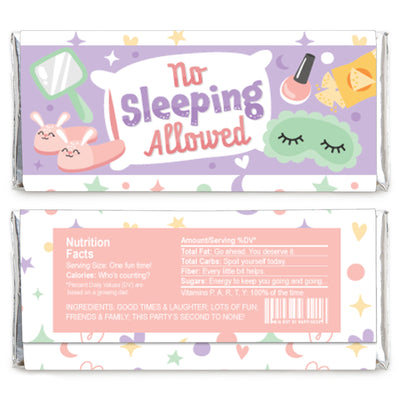 Pajama Slumber Party - Candy Bar Wrapper Girls Sleepover Birthday Party Favors - Set of 24