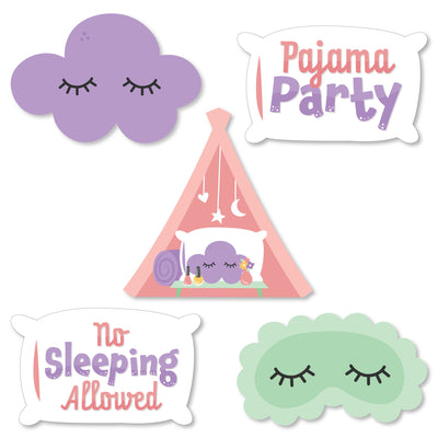Pajama Slumber Party - DIY Shaped Girls Sleepover Birthday Party Cut-Outs - 24 Count