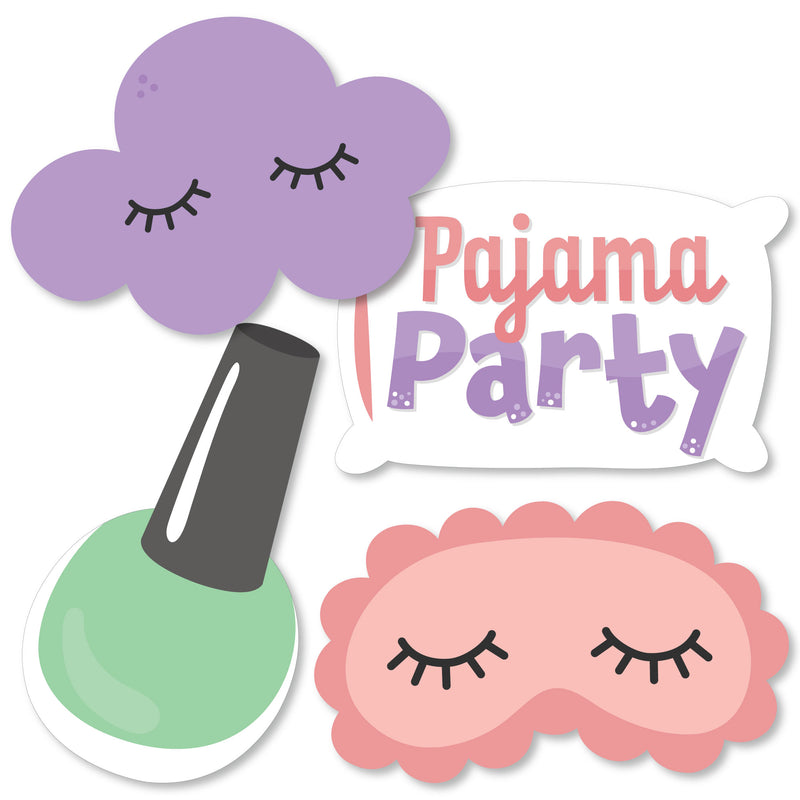 Pajama Slumber Party - Pillow, Eye Mask, Cloud, and Nail Polish Bottle Decorations DIY Girls Sleepover Birthday Party Essentials - Set of 20
