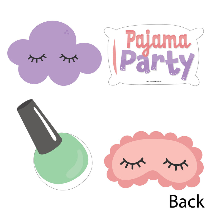 Pajama Slumber Party - Pillow, Eye Mask, Cloud, and Nail Polish Bottle Decorations DIY Girls Sleepover Birthday Party Essentials - Set of 20