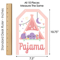 Pajama Slumber Party - Hanging Vertical Paper Door Banners - Girls Sleepover Birthday Party Wall Decoration Kit - Indoor Door Decor