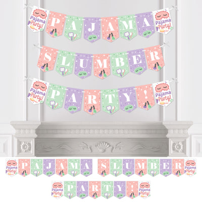 Pajama Slumber Party - Girls Sleepover Birthday Party Bunting Banner - Party Decorations - Pajama Slumber Party