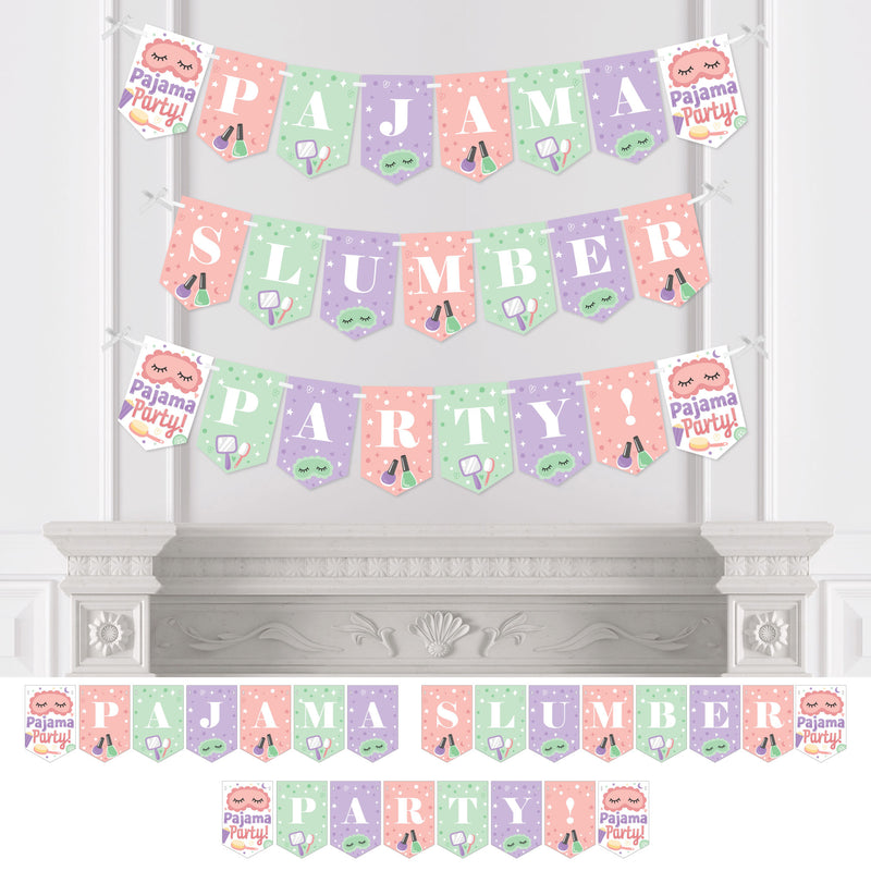 Pajama Slumber Party - Girls Sleepover Birthday Party Bunting Banner - Party Decorations - Pajama Slumber Party