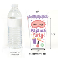 Pajama Slumber Party - Girls Sleepover Birthday Party Favor Popcorn Treat Boxes - Set of 12