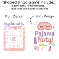 Pajama Slumber Party - Bingo Cards and Markers - Girls Sleepover Birthday Party Bingo Game - Set of 18