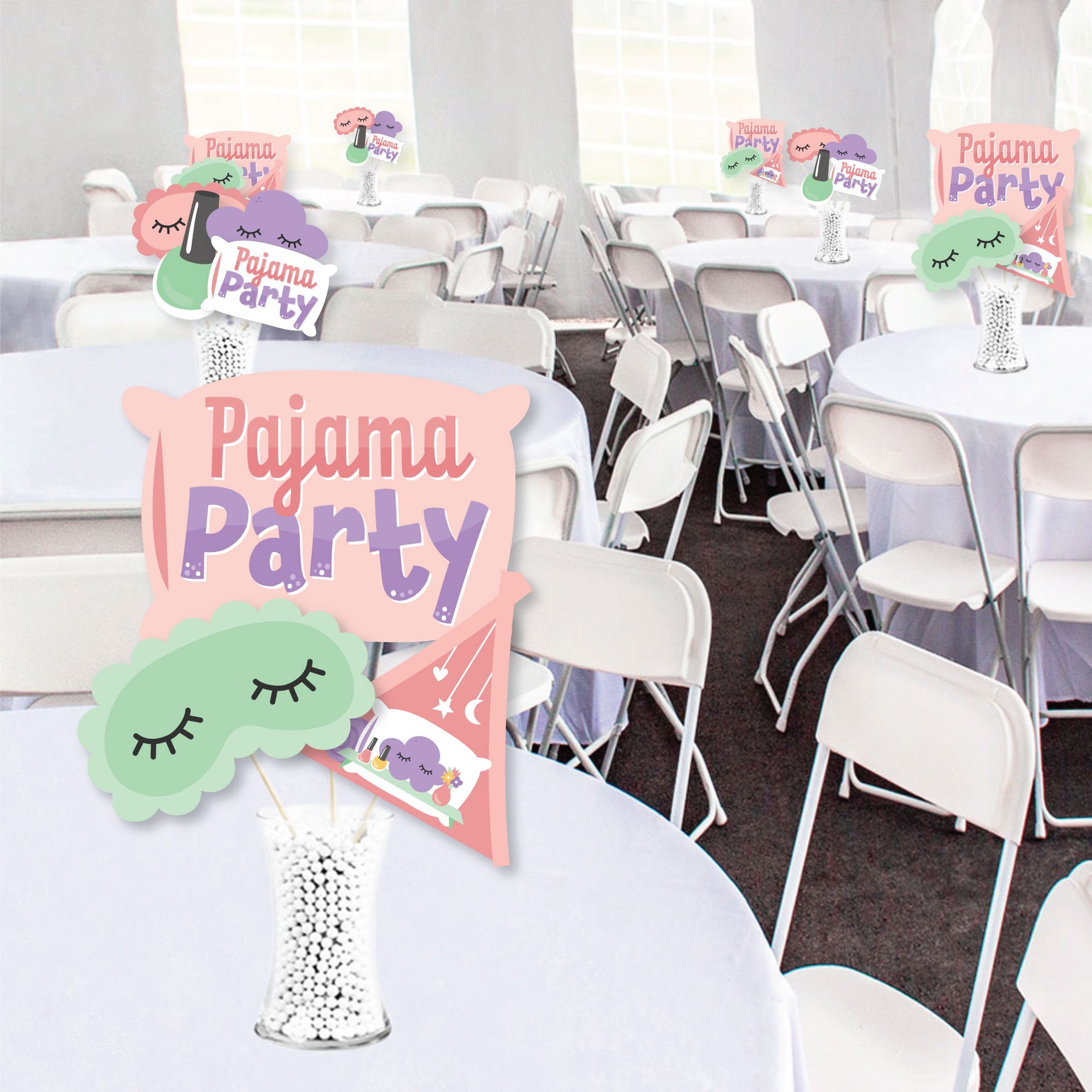 Pajama Slumber Party - Girls Sleepover Birthday Party Centerpiece Sticks -  Showstopper Table Toppers - 35 Pieces