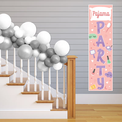 Pajama Slumber Party - Girls Sleepover Birthday Party Front Door Decoration - Vertical Banner