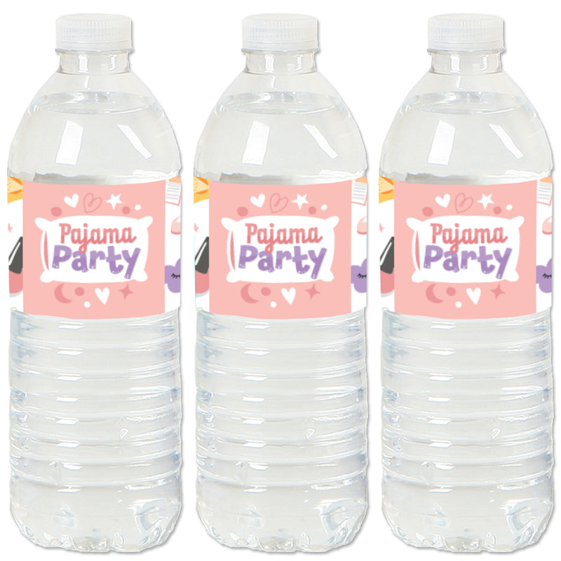 Pajama Slumber Party - Girls Sleepover Birthday Party Water Bottle Sticker Labels - Set of 20