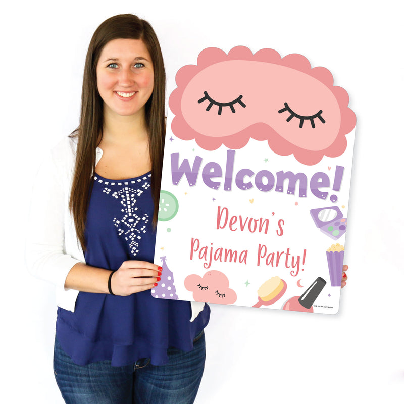Pajama Slumber Party - Party Decorations - Girls Sleepover Birthday Party Personalized Welcome Yard Sign