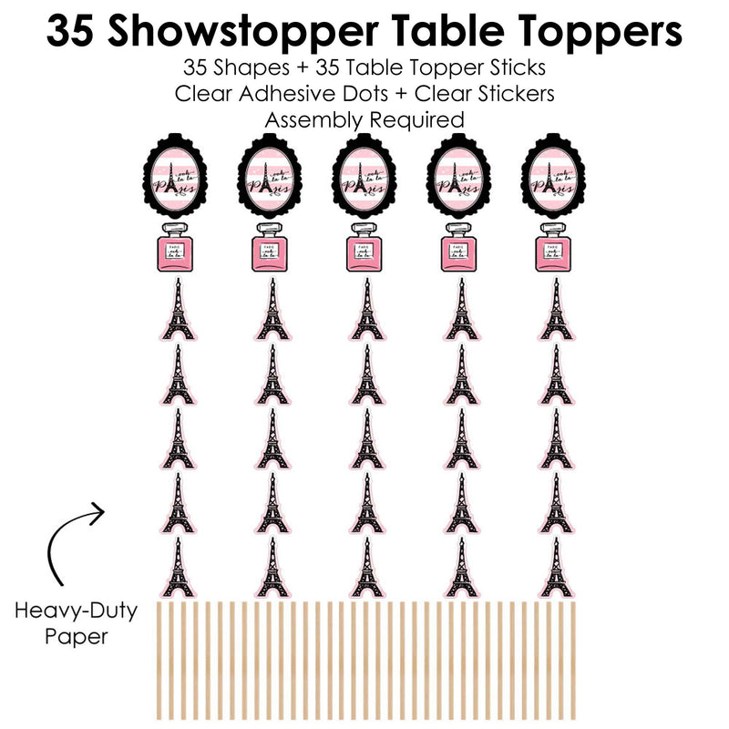 Paris, Ooh La La - Paris Themed Baby Shower or Birthday Party Centerpiece Sticks - Showstopper Table Toppers - 35 Pieces