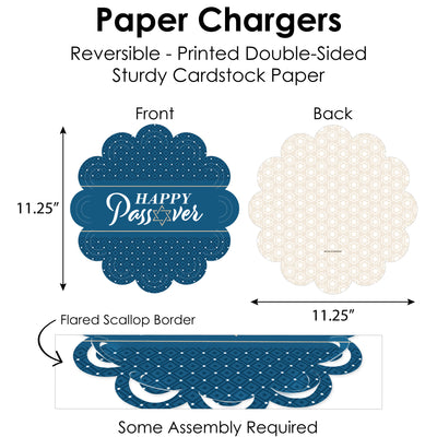 Happy Passover - Pesach Jewish Holiday Party Paper Charger and Table Decorations - Chargerific Kit - Place Setting for 8