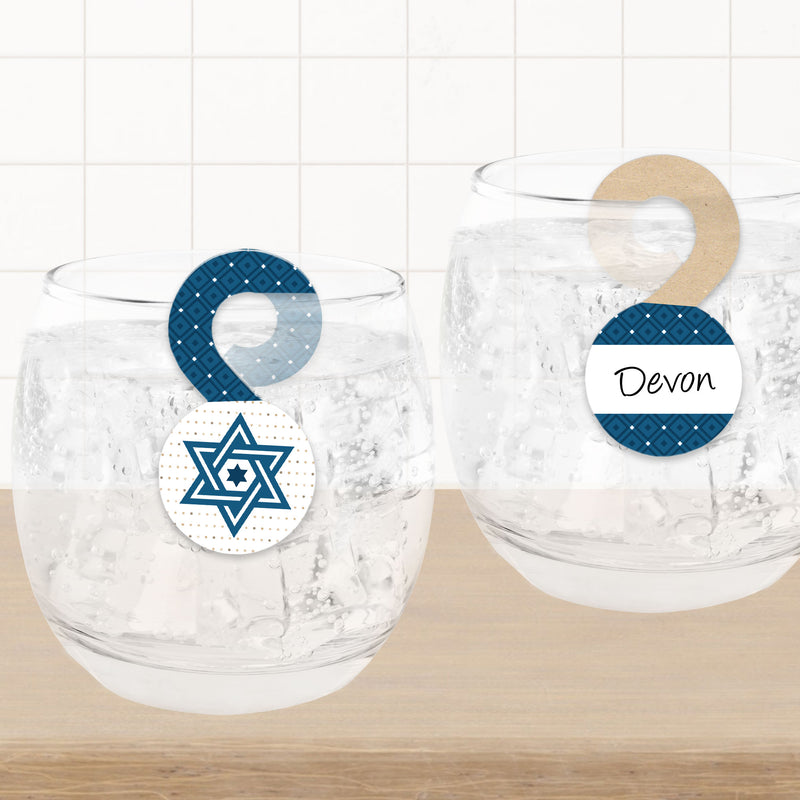 Happy Passover - Pesach Jewish Holiday Party Paper Beverage Markers for Glasses - Drink Tags - Set of 24