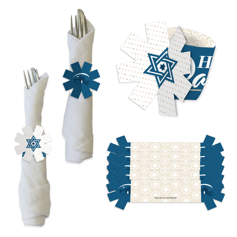 Happy Passover - Pesach Jewish Holiday Party Paper Napkin Holder - Napkin Rings - Set of 24