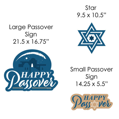 Happy Passover - Yard Sign and Outdoor Lawn Decorations - Pesach Jewish Holiday Party Yard Signs - Set of 8