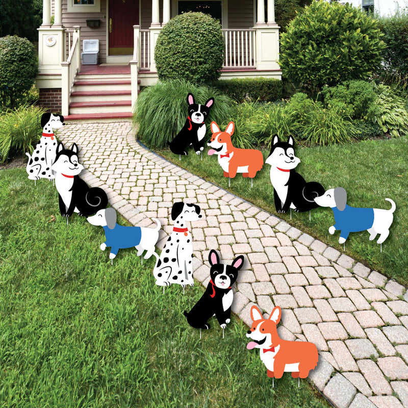 Pawty Like a Puppy - Lawn Decorations - Outdoor Dog Baby Shower or Birthday Party Yard Decorations - 10 Piece