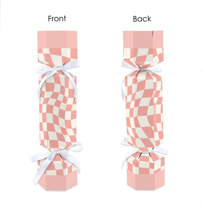 Pink Checkered Party - No Snap Party Table Favors - DIY Cracker Boxes - Set of 12