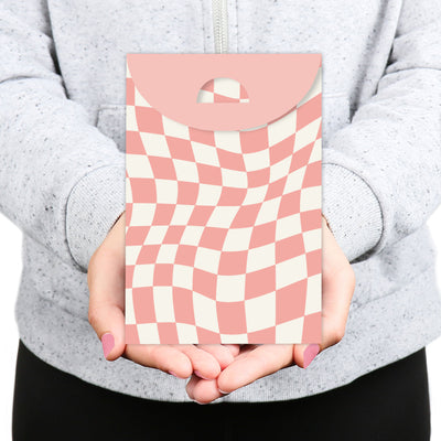 Pink Checkered Party - Gift Favor Bags - Party Goodie Boxes - Set of 12