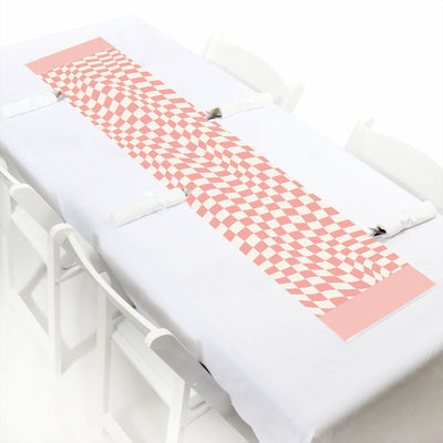 Pink Checkered Party - Petite Paper Table Runner - 12 x 60 inches