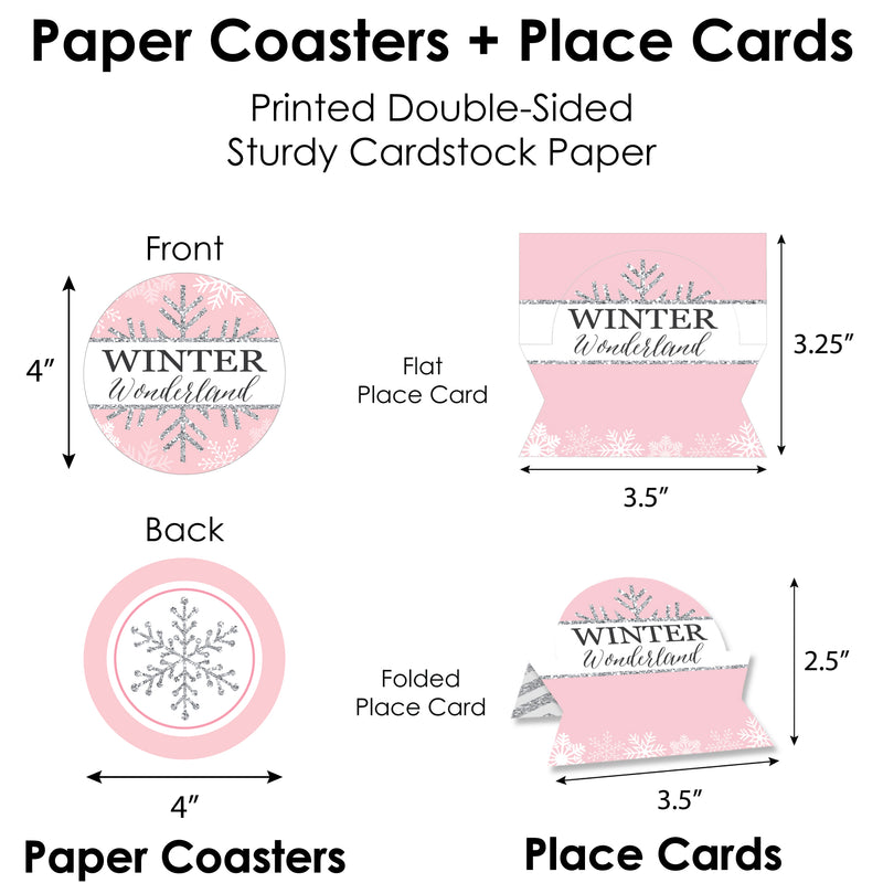 Pink Winter Wonderland - Holiday Snowflake Birthday Party and Baby Shower Paper Charger and Table Decorations - Chargerific Kit - Place Setting for 8