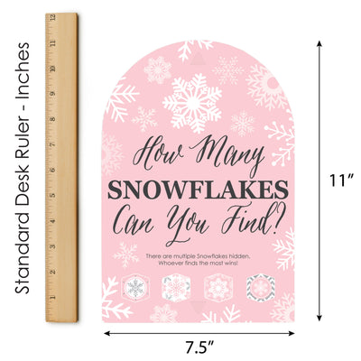 Pink Winter Wonderland - Holiday Snowflake Birthday Party and Baby Shower Scavenger Hunt - 1 Stand and 48 Game Pieces - Hide and Find Game