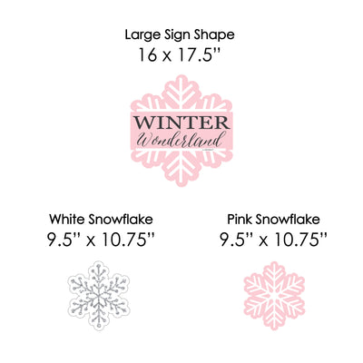 Pink Winter Wonderland - Yard Sign & Outdoor Lawn Decorations - Holiday Snowflake Birthday Party and Baby Shower Yard Signs - Set of 8