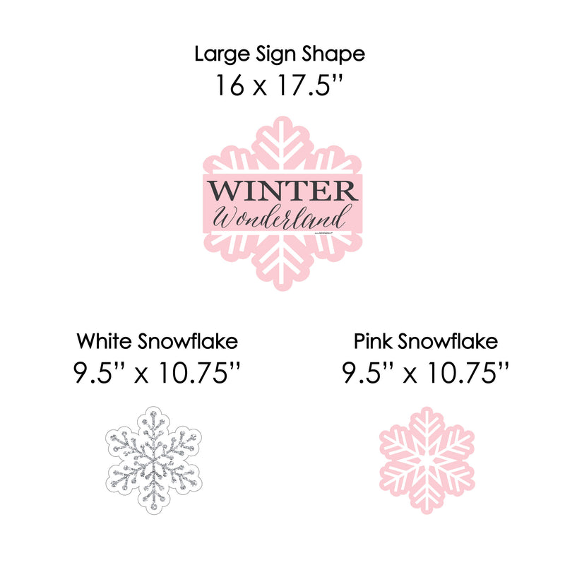 Pink Winter Wonderland - Yard Sign & Outdoor Lawn Decorations - Holiday Snowflake Birthday Party and Baby Shower Yard Signs - Set of 8