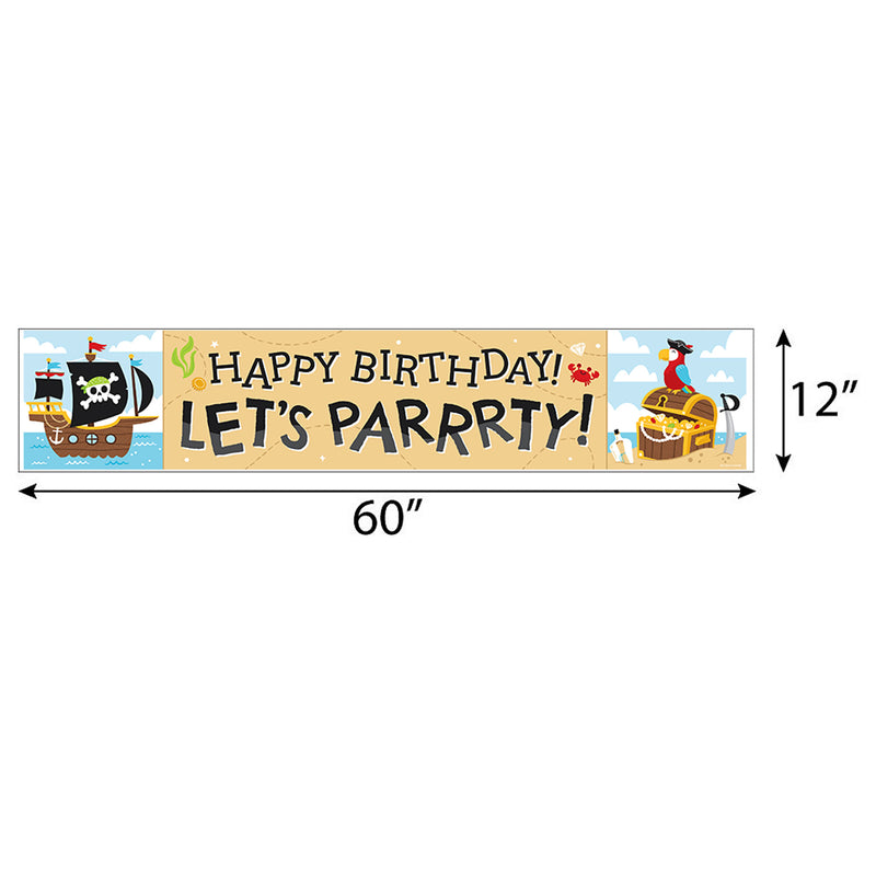 Pirate Ship Adventures - Happy Birthday Skull Birthday Decorations Party Banner
