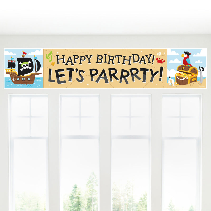 Pirate Ship Adventures - Happy Birthday Skull Birthday Decorations Party Banner