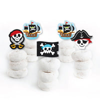 Pirate Ship Adventures - Dessert Cupcake Toppers - Skull Birthday Party Clear Treat Picks - Set of 24