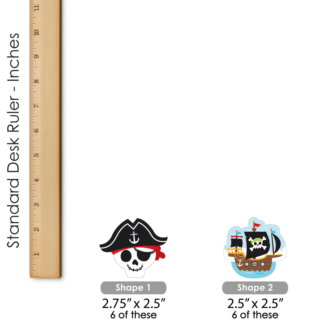 Pirate Ship Adventures - Dessert Cupcake Toppers - Skull Birthday Party Clear Treat Picks - Set of 24