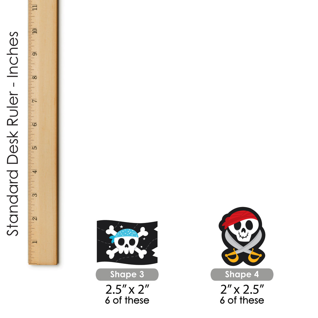 Pirate Ship Adventures - Dessert Cupcake Toppers - Skull Birthday Party Clear Treat Picks - Set of 24