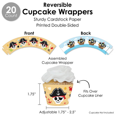 Pirate Ship Adventures - Skull Birthday Party Favors and Cupcake Kit - Fabulous Favor Party Pack - 100 Pieces