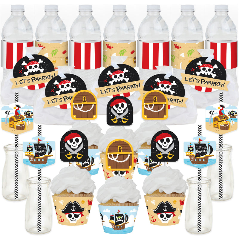 Pirate Ship Adventures - Skull Birthday Party Favors and Cupcake Kit - Fabulous Favor Party Pack - 100 Pieces
